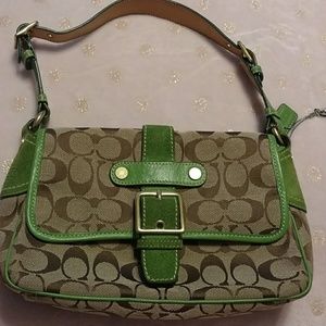 Coach Signature Satchel Brown Tan Green Bag